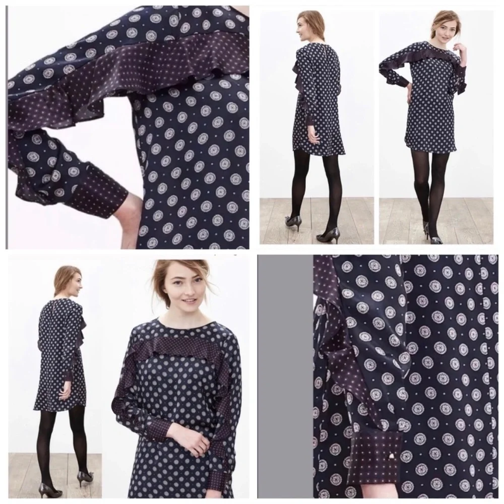 BANANA REPUBLIC Luxurious Silk Printed Long Sleeve Shift Dress—SZ. 2